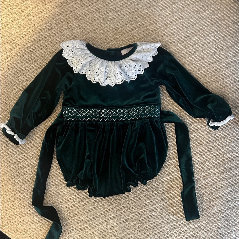 Smockingbird Christmas Green Velvet Bubble
